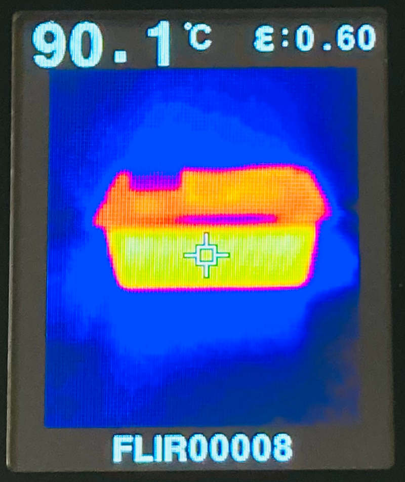 Bac gastro 1/1 non isolé pendant une cuisson sous vide à 90°C avec vue infra-rouge
