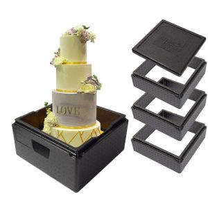 Wedding cake 42 x 42 cm thermobox set. Vue of all the parts.