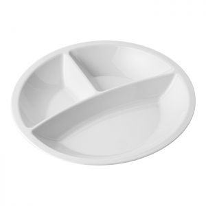 Assiette ronde en porcelaine pour conteneur isotherme et repas individuel