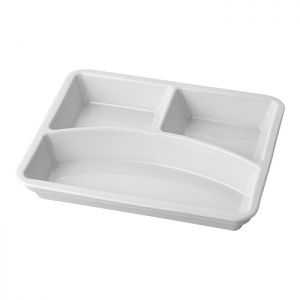 Assiette rectangulaire en porcelaine pour conteneur isotherme et repas individuel